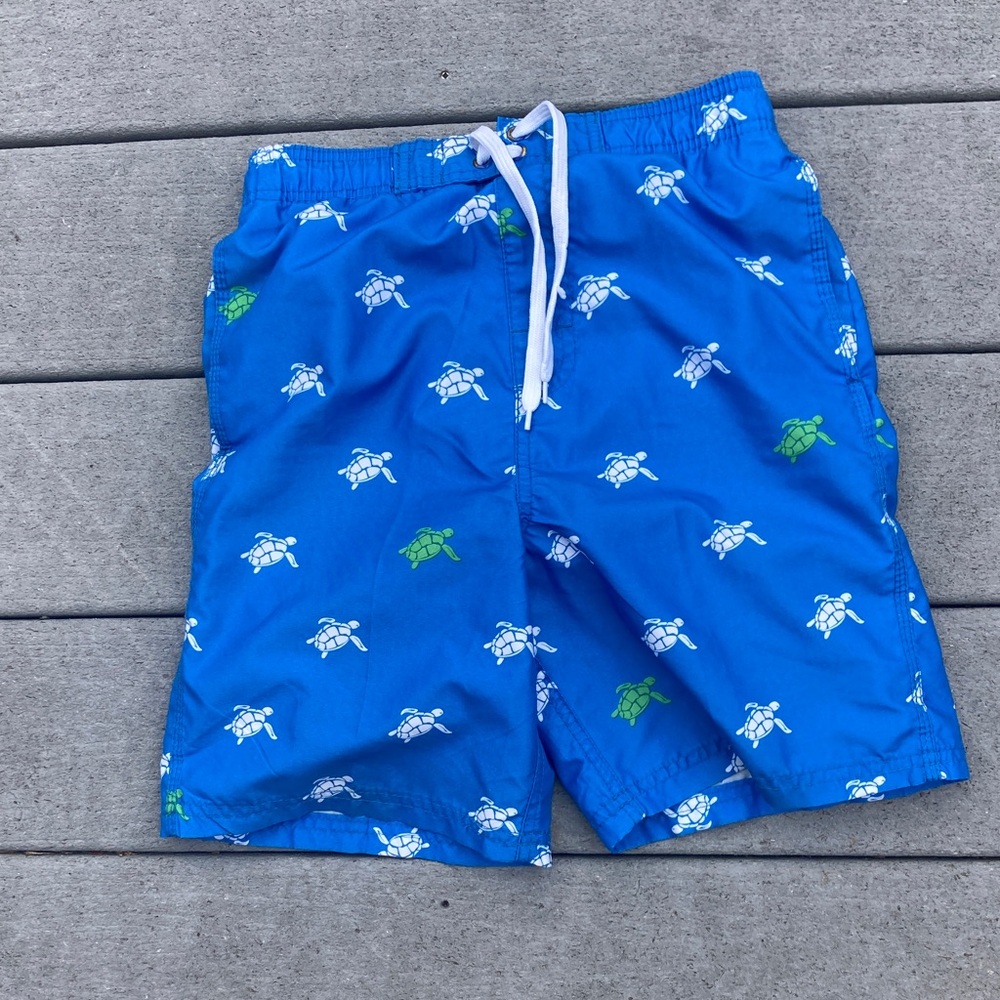 Kanu Surf Kids Swim Trunks with Turtle Print - Blue and Green size 10/12